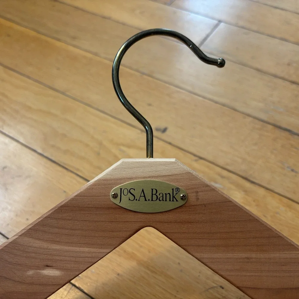 Jos A Bank Cedar Wood Tie Rack Hanger Closet Organizer Brass Pegs Closet Men